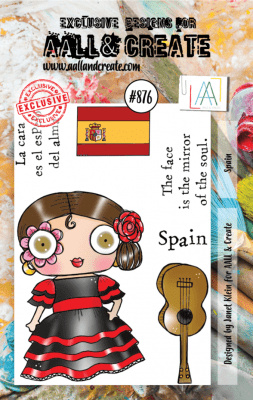 SPAIN girl clear stamp set - Stämpelset med Spanientema från Janet Klein AALL & Create A7