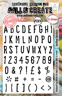 SPELLING SPECTACLE alphabet clear stamp set - Stämpelset med bokstäver från AALL & Create A5