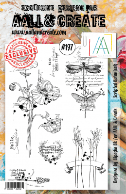 Spirited botanicals clear flower texture stamp set #197 - Stämpelset med blommor och insekter med textur från Aall & Crate A5