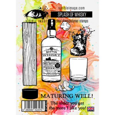 SPLASH OF WHISKEY clear stamp set - Stämplar med alkoholtema från Visible image A6