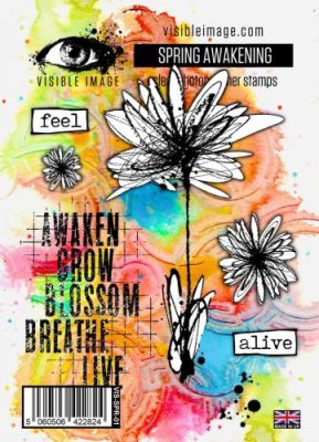 SPRING AWAKEING FLOWER clear stamp set - Stämpelset med blomma från Visible image A6