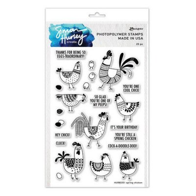 SPRING CHICKEN bird clear stamp set from Simon Hurley Ranger ink 15x22 cm