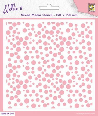 SNOW circles square stencil - Schablon med snöfall prickar cirklar från Nellie Snellen 15x15 cm