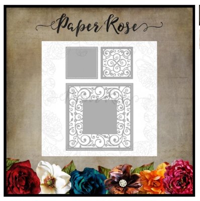 Square vine background die set - Kvadratiska stansmallar med fina snirklar från Paper Rose