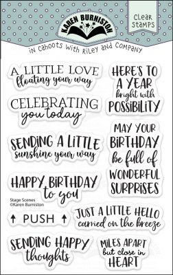 STAGE SCENES CLEAR STAMP SET - Stämpelset med engelska texter från Karen Burniston