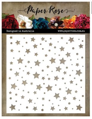 FÖRBESTÄLLNING - Stars and spots stencil - Schablon med stjärnor och prickar från Paper rose 15x15 cm