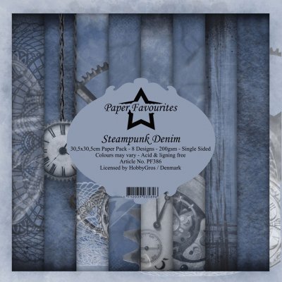 Steampunk Denim 12x12 Inch Paper Pack from Paper Favourites 30x30 cm