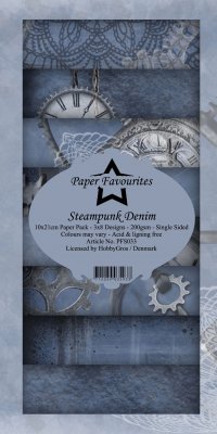Steampunk Denim Slim Paper Pack from Paper Favourites 10x21 cm