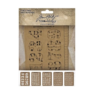 Stencil alphabet, numbers, letters cards - Schabloner med alfabet, bokstäver, siffror från Tim Holtz idea-ology