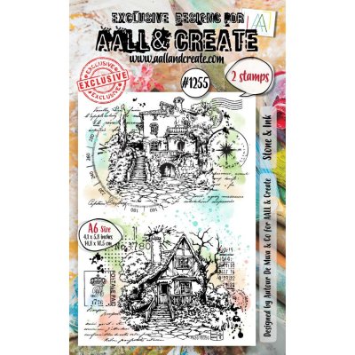 STONE AND INK house scene clear stamp set - Stämpelset med hus från AALL & Create A6