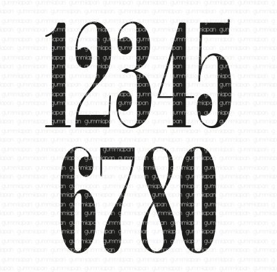 Filled large numbers rubber stamp set - Fyllda sifferstämplar från Gummiapan 5,7 cm höga