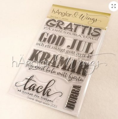 Stora Texter #1 Swedish texts clear stamp set - Stämpelset med svenska texter från Hänglar & Wings A7