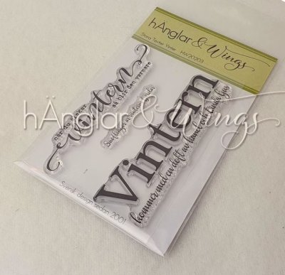 Stora texter vinter clear stamp set - Stämplar från Hänglar & Wings A7