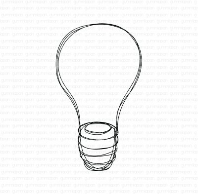 Stor doodlad glödlampa (light bulb) - Stämpel från Gummiapan 6,5*11,2 cm