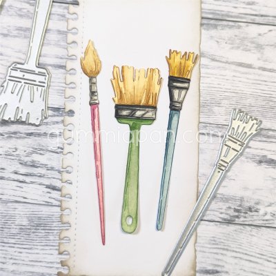 LARGE BRUSH DIE SET STORT PENSELSET from Gummiapan ca 25,5 x 79 mm, 9 x 99 mm, 15,5 x 86,5 mm