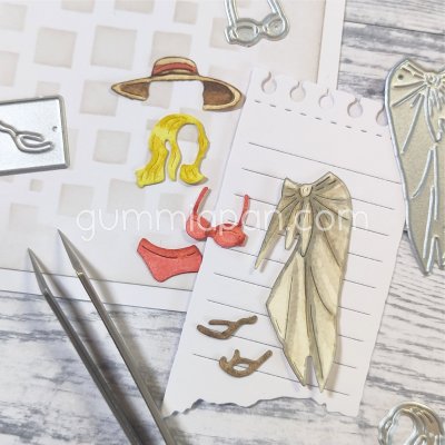 Beach clothes to paper doll die Amy from Gummiapan