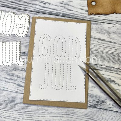 STRECKAD GOD JUL Swedish Merry Christmas die set from Gummiapan height ca 28 mm