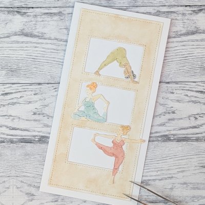 Streching women yoga die set STRECHANDE KVINNOR from Gummiapan ca 41×47 , 35×25,5 , 28,5×30,5 mm