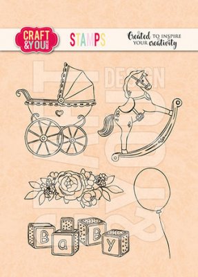 Stroller Baby Set Stamp set - Stämpelset med barn- och bebistema från Craft & You design