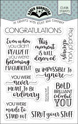 STRUT YOUR STUFF clear stamp set - Stämpelset med engelska citatstämplar från Karen Burniston