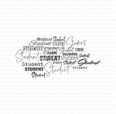 Studentbakgrundsstämpel från Gummiapan 9,5x4,7 cm