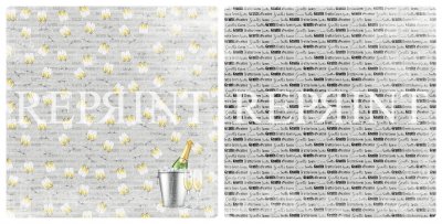 Fest och studenten collection 12x12 - Mönsterpapper med champagneflaska och glas från Reprint 30x30 cm