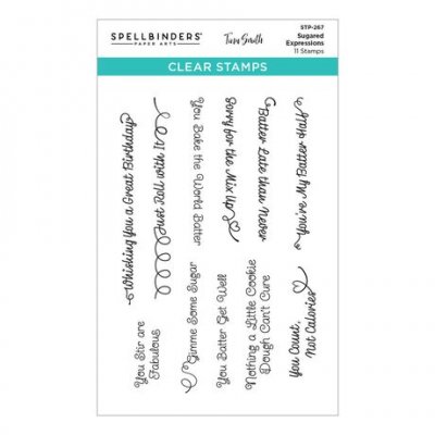SUGARED EXPRESSIONS MAKE IT & BAKE IT clear stamp set - Stämpelset med engelska baknings-texter från Spellbinders A6