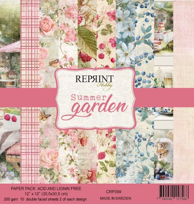 SUMMER GARDEN PAPER PACK - Mönsterpapper med sommartema från Reprint 30X30 cm