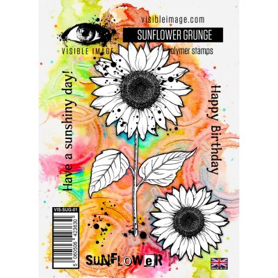 SUNFLOWER GRUNGE clear stamp set - Stämpelset med solros från Visible image A6