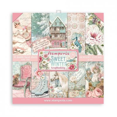 Sweet Winter 12x12 Inch Paper Pack - Mönsterpapper med vintertema från Stamperia 30x30 cm
