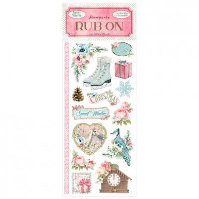 Sweet Winter Rub-On 4x8,5 Inch - Gnuggisark med vintertema från Stamperia ca 10x20 cm
