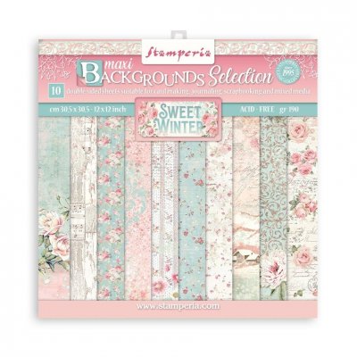 SWEET WINTER Maxi Background 12x12 Inch Paper Pack - Bakgrundspapper från Stamperia 30x30 cm