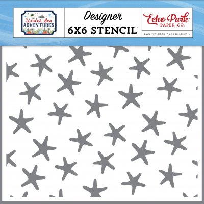 Swimming Starfish Stencil 6x6 - Schablon med sjöstjärnor från Echo Park 15x15 cm