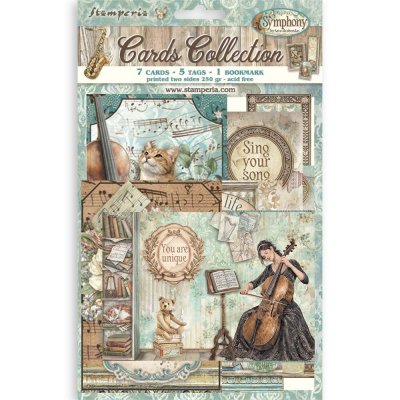 SYMPHONY card collection - Utstansade kort / bilder med muisktema från Stamperia