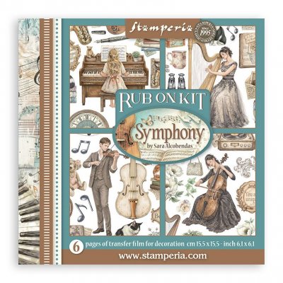 SYMPHONY RUBON KIT music - Gnuggisar med musiktema från Stamperia 15x15 cm