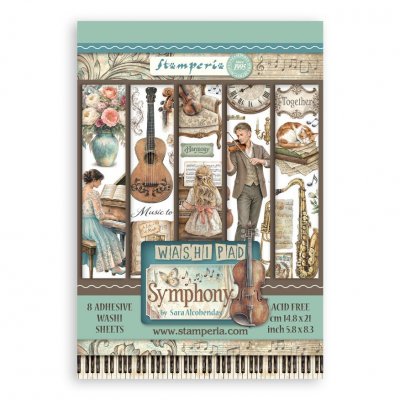 SYMPHONY WASHI PAD - Washitejp med musiktema från Stamperia A5