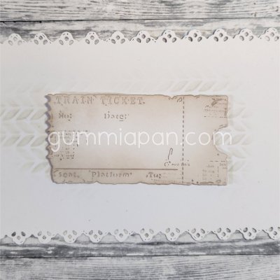 TÅGBILJETTstansmall från Gummiapan ca 80 x 40,5 mm