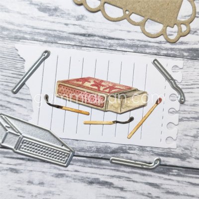 MATCHBOX DIE SET - Stansmallar med TÄNDSTICKOR från Gummiapan ca 42 x 14 mm, 4,5 x 22 mm, 2,5 x 24 mm, 2,5 x 23 mm