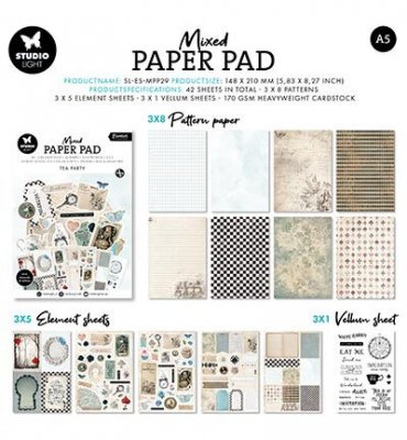 TEA PARTY mixed paper pad - Papper från Studio Light A5