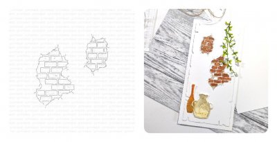 Brick wall die set from Gummiapan ca 33,5x53, 21x34,5 mm