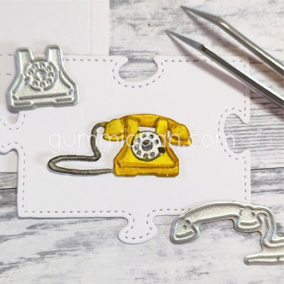 TELEFONstansmall retro från Gummiapan ca 35x17 mm