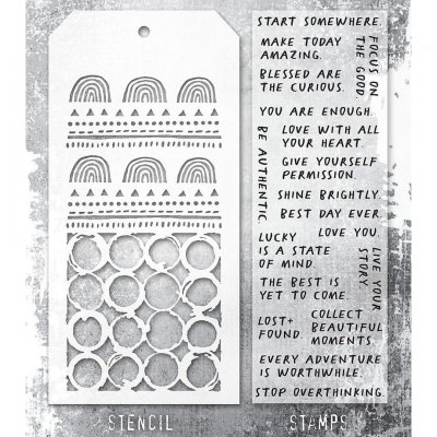 NOTEWORTHY 2 stamp & stencil set - Stämplar och schabloner från Tim Holtz Stamper's Anonymous