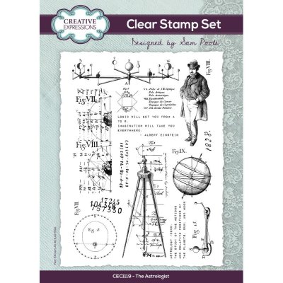 THE ASTROLOGIST clear stamp set - Stämpelset med ord och siffror från Creative Expressions A5