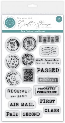 THE COLLECTOR postage clear stamp set - Stämpelset med frankeringstema från Craft Consortium A6