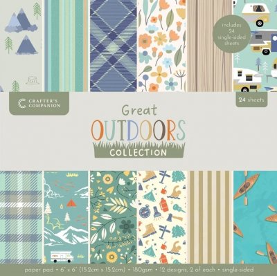THE GREAT OUTDOORS paper pad 6x6 - Mönsterpapper med skog- och naturtema från Crafter's Companion 15x15 cm