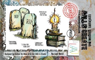 THE LAST WORD Halloween tomb stone clear stamp set - Stämpelset med gravstenar från AALL & Create A7