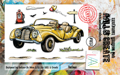 #1051 THELMA CAR clear stamp set - Stämpelset med bil från Autour de Mwa AALL & Create A7