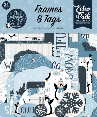 The Magic Of Winter Frames & Tags - Tunna pappersdekorationer med vintertema från Echo Park