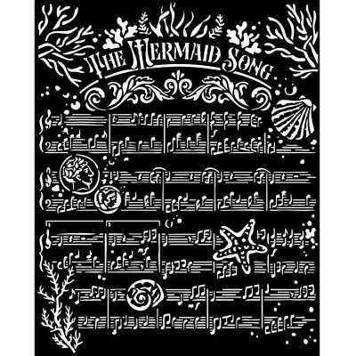 THE MERMAID SONG songs of the sea stencil - Schablon med musiknoter från Stamperia 20x25 cm
