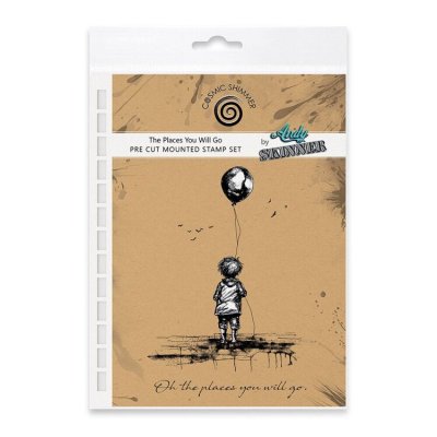 THE PLACES YOU WILL GO boy balloon RUBBER stamp - Stämpel med pojke och ballong från Cosmic shimmer